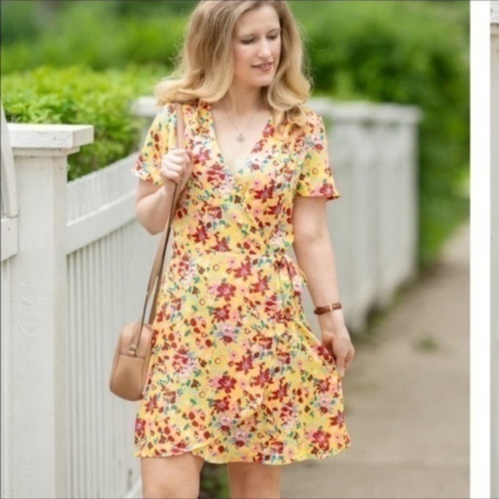 J. Crew Yellow Floral Mini Dress